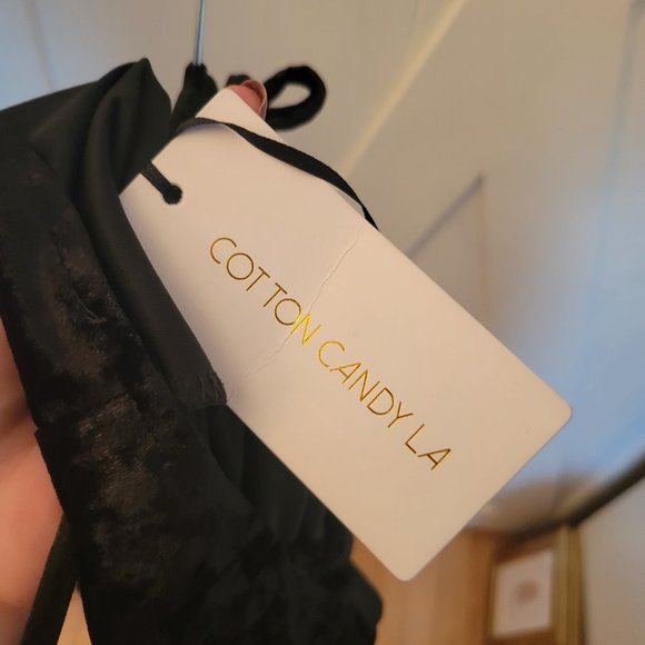 Cotton Candy LA DollsKill Black Crushed Velvet Cowl Neck Mini Skirt - Picture 4 of 5